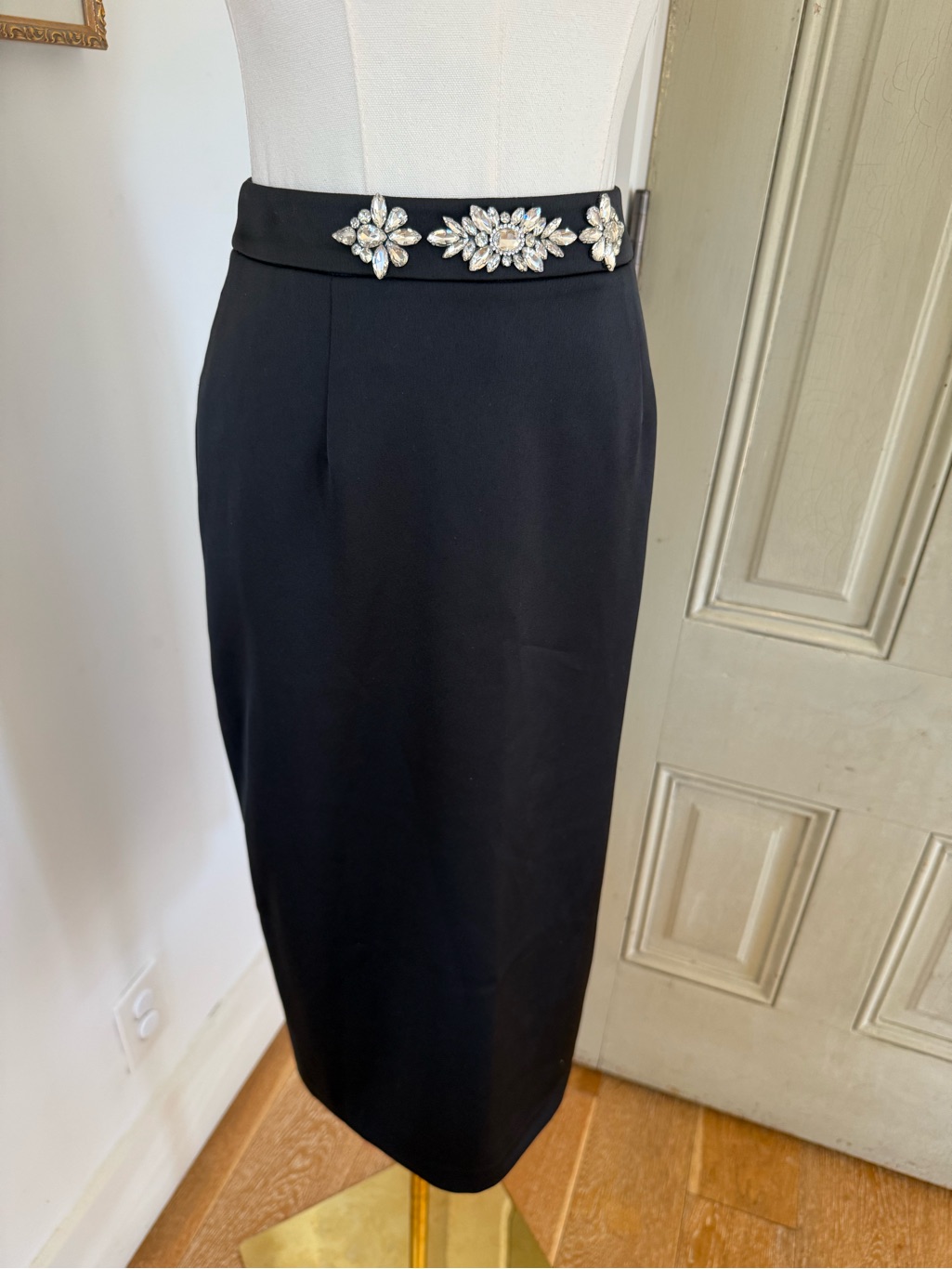 Nwt Generation Love Kori Crystal Embellished Black Midi Skirt — image 8 of 8